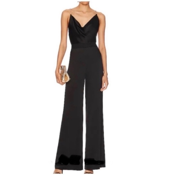 Jason Wu Emmett Jumpsuit. Gold Rhinestone Link Strap. Black. Medium. #607 NWT - Picture 1 of 7